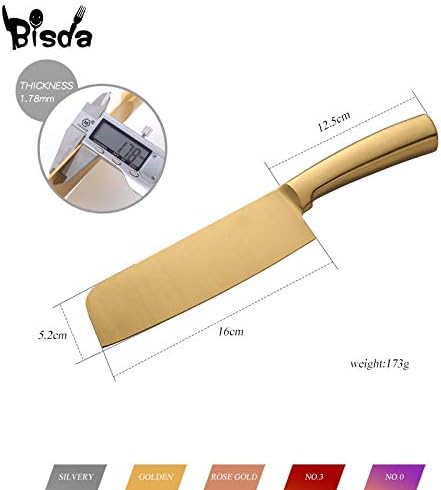 DAXXIN Meat Cleaver,Cleaver Knife, 6.3 inch Stainless Steel Chef Knives Kitchen Utensil Fruit Vegetable Chopping Kitchen Knife Cooking Accessories Kit Cleaver(Gold 1pc)