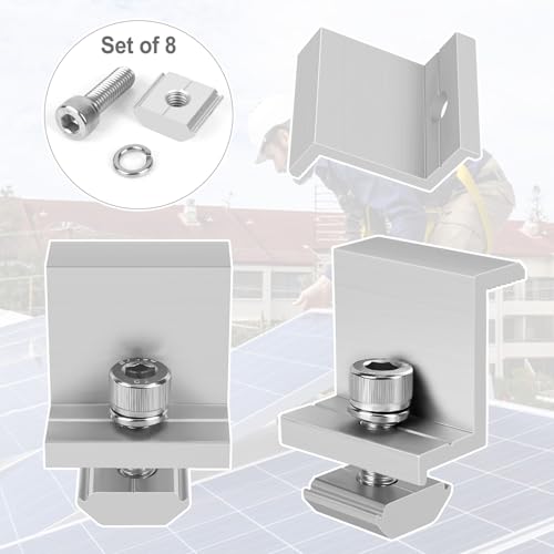 CEOTIS Solarmodul Halterung,8 Stück Solar Endklemme, 30mm z winkel Solarmodul Befestigung, Solarpanel Halterung Verstellbar Solar Endklemme Befestigung für Wohnmobile, Dächer (Aluminiumlegierung)