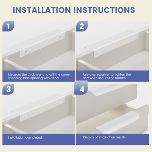Image of Goldenwarm White Cabinet Handles 3 Inch 25 Pack, Finger Pulls for Cabinets, Edge Pull for Dresser Drawers, Aluminum Alloy, Modern Kitchen Hardware for Dresser Bathroom Closet and Cupboard