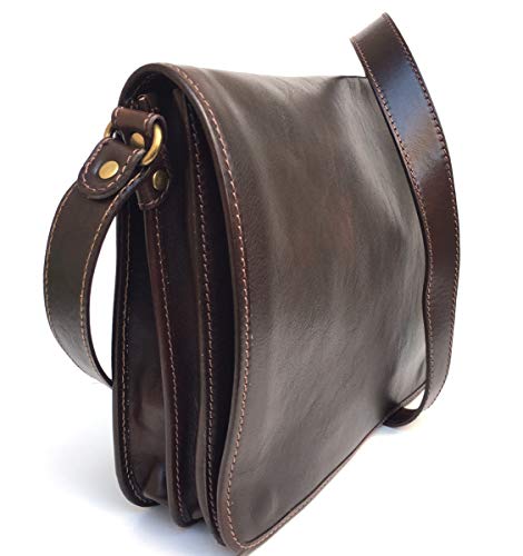 Maletín para hombre de piel auténtica modelo Messenger LARGE marrón oscuro 2