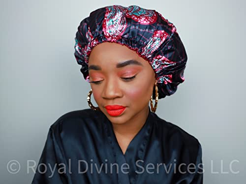 Royal Divine Services LLC - Nola Royal Queenie Adjustable Elastic Double Lined Satin Bonnet (Mary Lee)-Hair Protective Cap, Sleep Cap