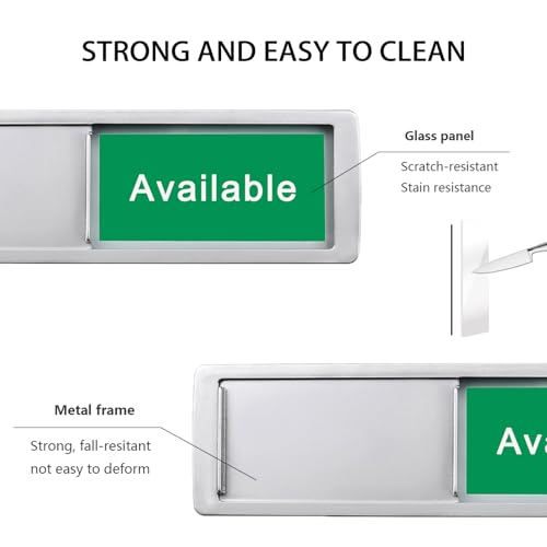 Image of Testing In Progress /Available Sign,Do Not Disturb Door Indicator for Labs, Research Centers, Workplace,Privacy Slider Door Indicator Tells Whether Room Vacant or Occupied, 7'' x 2'' - Silver