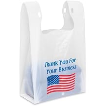 USA Flag Patriotic Shopping Bags, Medium, .48 Mil, 11.5"x6"x21" - 100 Pack