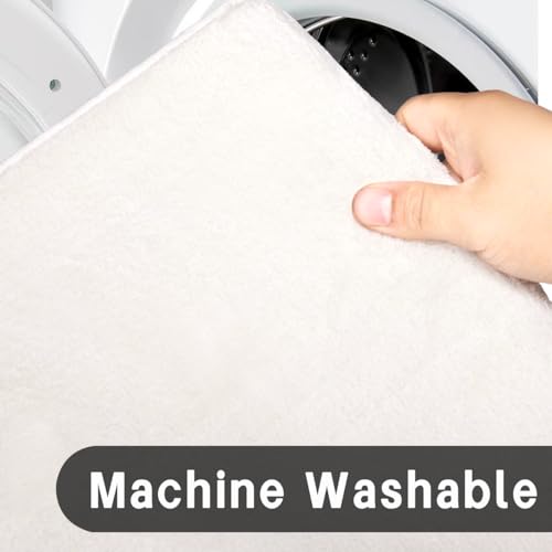 Rururug Bathroom Mat, Large Bath Mats for Bathroom 50x120cm, Non Slip Rug for Bathroom Floor Microfiber Absorbent White Bath Mat - Image 3