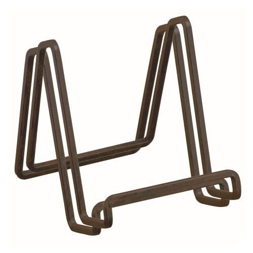 TRIPAR Square Metal Wire Stand, Mahogany Finish (2 Pack, 3-Inch Depth) - Tabletop Easel Display - Handcrafted Edge Design For Sleek & Modern Look - Perfect for Books, Plates, Photos & More