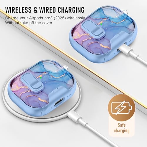 Image of Compatible Airpods Pro 3 Case (2025) with Phone Stand & Cleaner Kit,Cute Soft Silicone Lock Clip Apple AirPods Pro 3rd Generation Case, Airpod Pro 3 Cover with Keychain for Women /Girls