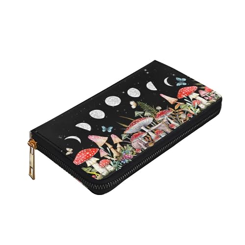 YISHOW Mushroom Wallet Slim Thin Leather Purse Wallet With Zip Around Clutch Casual Handbag For Phone Key Credit Cards3