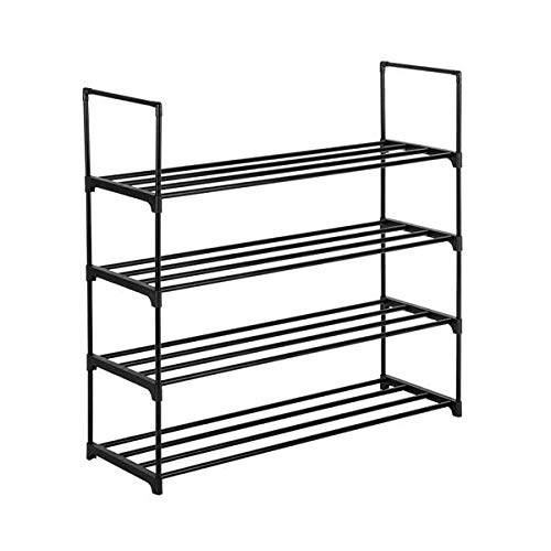 HGGES 4 Tiers Shoe Rack Shoe Tower Shelf Storage Organizer For Bedroom, Entryway, Hallway, and Closet Black Color