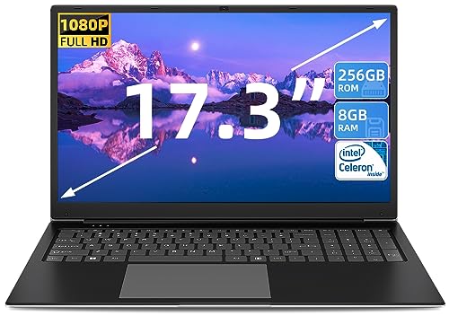 Liuord 17 pulgadas ordenador portátil, 8 GB RAM 512 GB SSD Notebook, Celeron Dual-Core, Up to 2.8 Ghz, FHD, 2.4/5.0G WiFi, Bluetooth 4.2, admite memoria extensible 512 GB TF