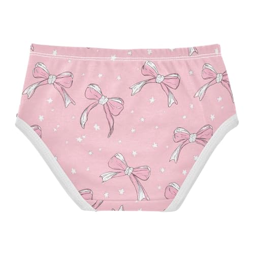 Wusikd Cute Pink Bows Ribbons (3) Girls' Underwear Cotton Girls Briefs Soft Toddler Underwear 2T2