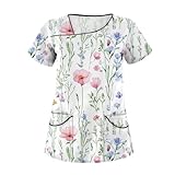 Summer Outfits Women's Fashion Floral Print Short Sleeve Overalls with Pockets Tops Clothes Light Green 4XL