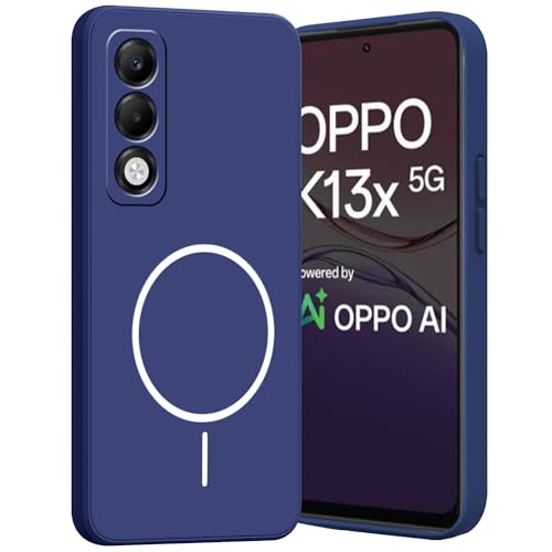 Image of Bintage Macc-Safe Print Rubber Candy TPU Cloth in-Side | Full Protect Matte Finish Soft Back Cover Case Compatible for Oppo CPH2753 / Oppo K13X 5G - Blue
