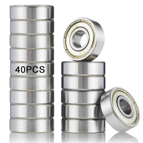 MOAZIFI 40 Stück 608ZZ Kugellager (8 x 22 x 7mm) Doppelt Geschirmte für Skateboards, Roller, Inline Skates