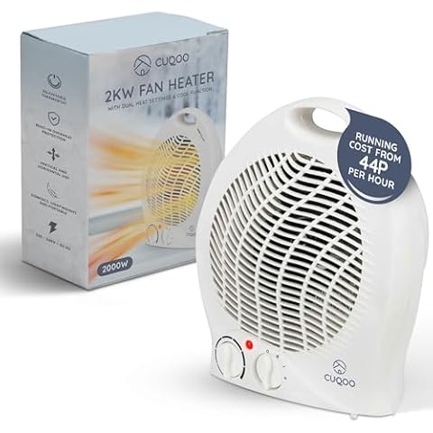 CUQOO 2KW Portable Fan Heater with Dual Heat Settings Cover