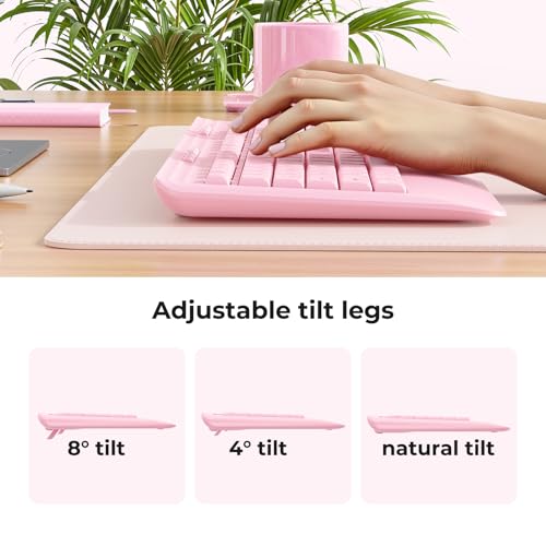 Image of KOPJIPPOM Wireless Keyboard and Mouse Set with Quiet Keys, 2.4G Full Size Ergonomic Keyboard with Wrist Rest, Protective Covers, Soft Touch Silent Design for Windows, Computer, PC and Laptop