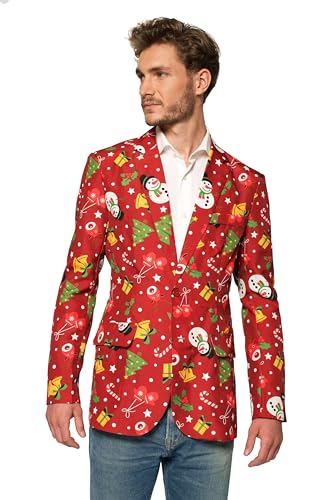Suitmeister Men's Christmas Suit - Real Light Up Festive Outfit Slim Fit
