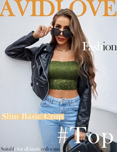 Image of Avidlove Bralettes for Women Lace Spaghetti Strap Tank Top Tube Slim Basic Camisole