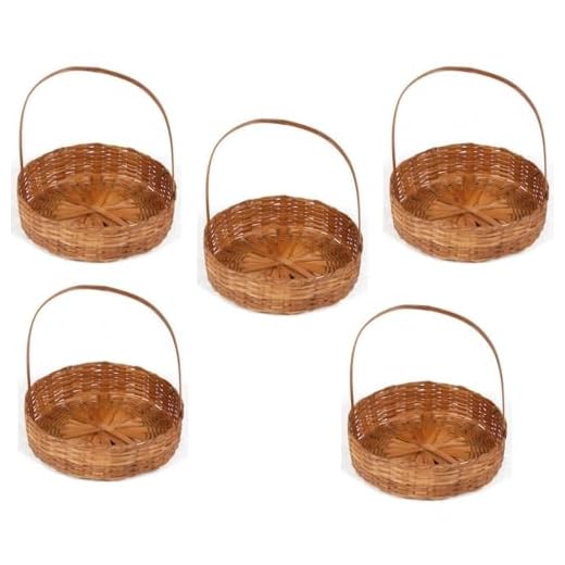 Kit Com 5 Cestas De Bambu Redonda Cesta Fraldeira Cesta Café Da Manhã(5 de 15cm)