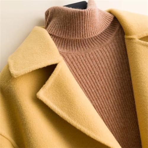Tdvcpmkk Dames wollen herfst dikke katoenen pak kraag halflange losse jas, Blauw, L