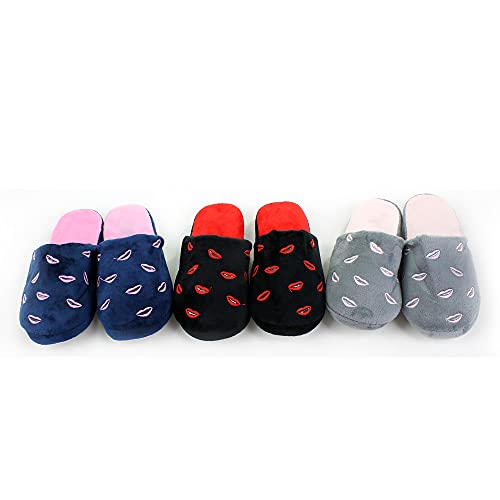 Pantufa Adulta Feminina Marca de Beijos (Cinza, 36-37)