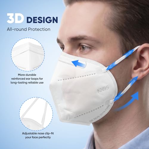 HiMask KN95 Face Masks 50 Pack Individually Wrapped 5-Layer Protection Disposable Face Mask White — view 5