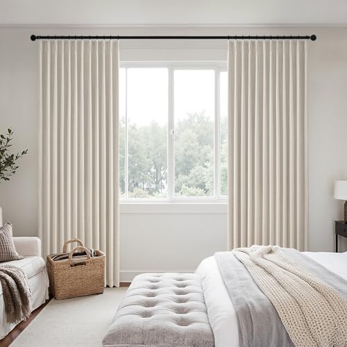 MIULEE Cafe Brown Pinch Pleated 100% Blackout Linen Curtains for Bedroom, Room Darkening Memory Trained Light Blocking Window Curtains 108 inches Long for Living Room, Black Out Pleat Drapes, 2 Panels by MIULEE - Image 2