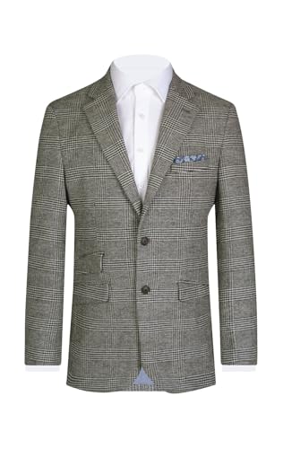 Dobell Mens Black Cream Tweed Jacket Prince of Wales Check-58R