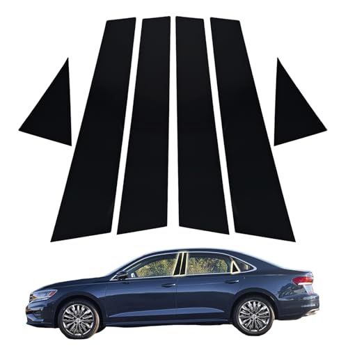 6PCS Car Auto Side Door Window Pillar Posts Cover Trim Gloss Black,Compatible with VW Passat Sedan 2011-2019