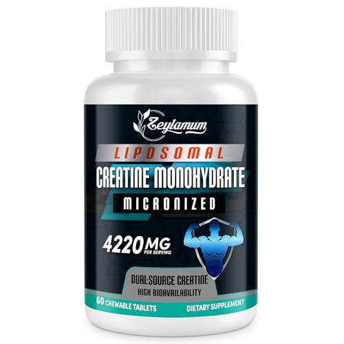 Creatine Monohydrate Micronized 4220 MG, High Absorption, With Dual Source Creatine & Mineral, Creatine for Men & Women, Made in USA, Vegan Creatine, Creatine Supplement, Sugar Free, 60 Counts