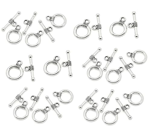 JGFinds Modern Circle Bracelet Toggle Clasps - 48 Silver Tone DIY Jewelry Making Supplies