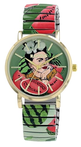 Raptor Reloj de pulsera para mujer Frida Kahlo Edition con cordón, Multicolor Light Green Red, Correa