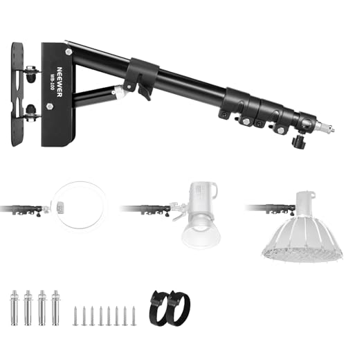 NEEWER Ringlicht Wandhalterung Auslegerarm, 55-116cm 180° schwenkbare Dreieck Leuchte Wand Halterung für Fotografie Blitzlicht Monolicht Softbox...
