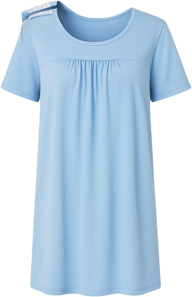 Hospital Gowns for Women Collar with Button Easy to Put On and Take Off Women Post Surgery Comfortably Nightgown