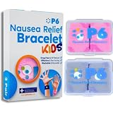 P6 Fasce per mal di movimento per bambini, anti-nausea, crociere in mare, viaggi, mal d'auto, completamente naturale, non sonnolenza, trattamento per digitopressione (Confezione da 2, Rosa - Grigio)