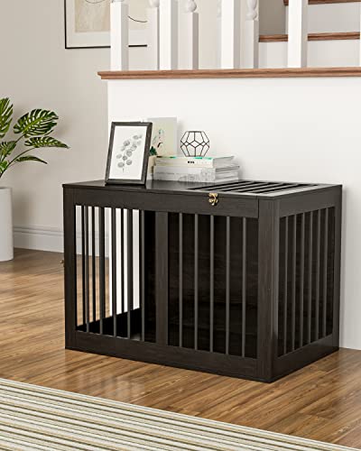 Furniture-Style-Dog-Crate-Wooden-Dog-Crate-End-Table-Double-Doors-Dog-Kennels-Indoor-Modern-Decorative-Dog-Crates-Furniture-Dog-Cage-Side-Table-Chew-Proof-Easy-to-Assemble- Modern Decorative Dog Crates