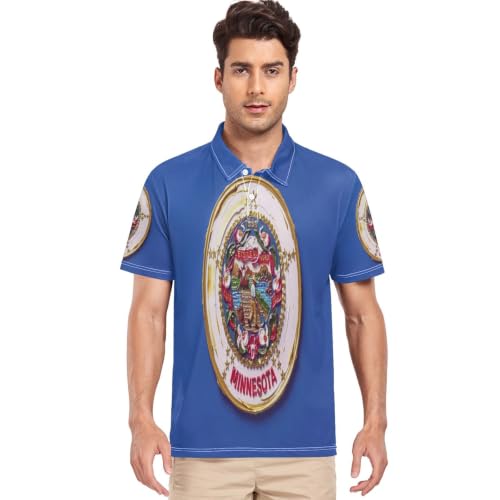Polo bleu Minnesota pour homme GuoChe en maille respirante