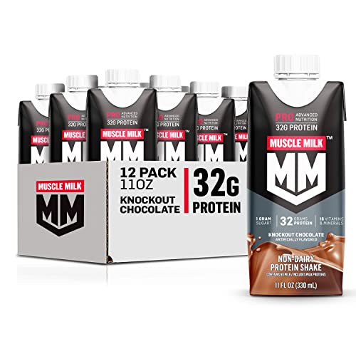 Muscle Milk Pro Series Protein Shake, Knockout Chocolate, 32g Protein, 11 Fl Oz (Pack of 12)