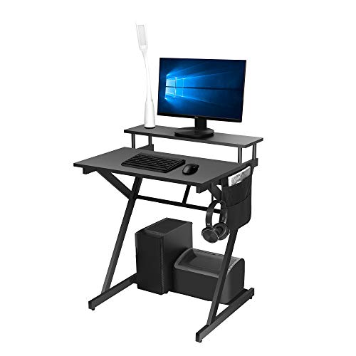 Computer Office Desk for Home Working, Gaming PC Table Workstations with LED Light for Small Spaces,...
