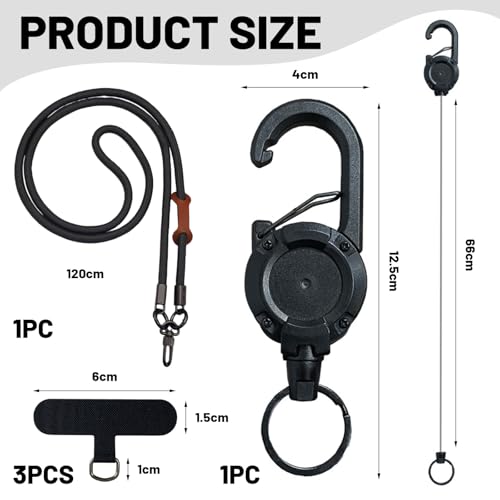 TESGADGETS Diebstahlsicheres Handyband, einziehbarer Handyhalter mit Gürtelclip, Handy-Lanyard mit Stahlseil, für Reisen, Wandern, Arbeit und Musikfestivals