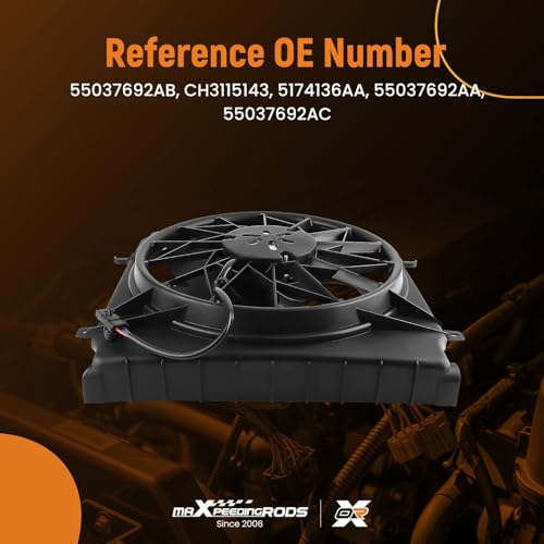 Image of maXpeedingrods 620-475 Engine Radiator Cooling Fan Assembly for Jeep Liberty 2.4L 2005, for Jeep Liberty 3.7L 2004-2007 Replacement 55037692AB CH3115143