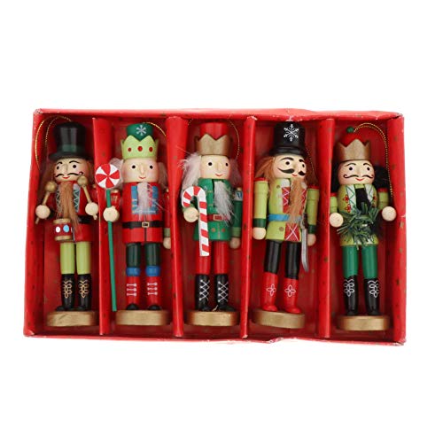 gazechimp Conjunto de Estatuetas de para -nozes de Madeira de 5 Peças de Natal para árvores de Natal