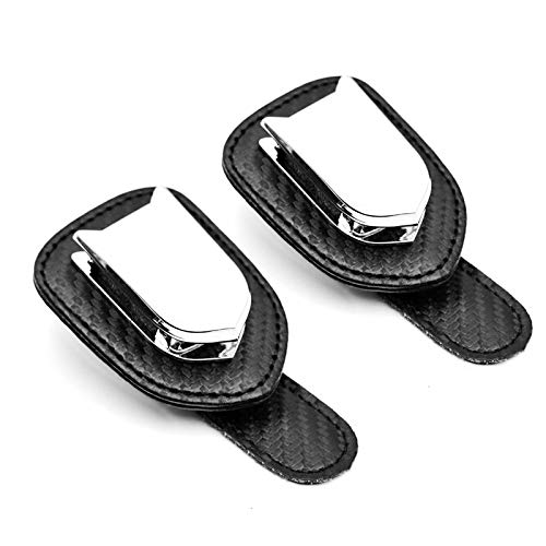 MECHCOS 2 Packs Car Glasses Holder Universal Car Visor Sunglasses Holder Clip, Leather Eyeglasses Hanger Ticket Card Clip Mount for Car Interior Accessories(Carbon Fiber Black)