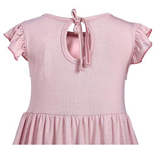 Girls Ruffles Maxi Dress Pink Color Halter Lace Fly Sleeve Cotton Party Dress Skirts