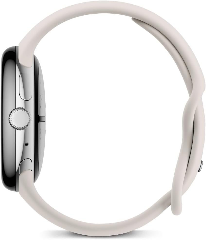 Google Pixel Watch 3 (45mm) - Android Smartwatch with Heart Rate Tracking, Advanced Running from Fitbit, Fitness Insights, 24-Hour Battery - Polished Silver Aluminium Case - Porcelain Band - LTE