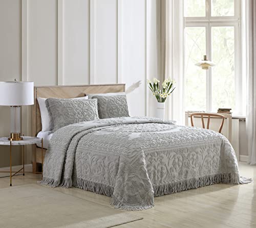 Image of Beatrice Home Fashions Medallion King Cotton Chenille Sham, Gray