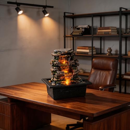 MAOCHI Tabletop Water Fountain, Home Décor Soothing Sound Machine with Automatic Pump, Deep Basin and Natural River Rocks. Indoor Zen Relaxation for Office, Living Room, or Bedroom Décor. by MAOCHI - Image 7