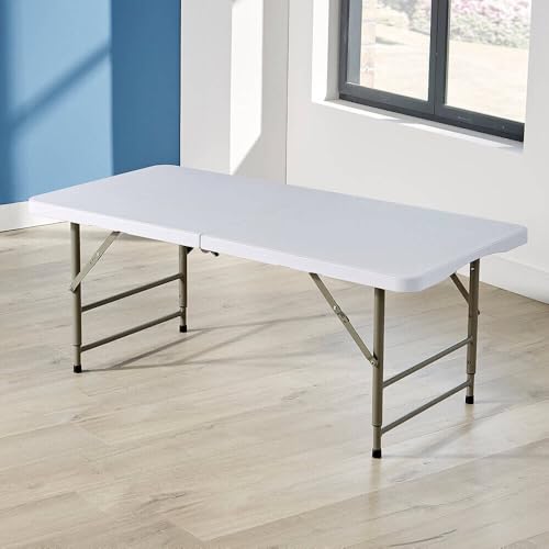 Home Source Trestle Table with Carry Handle (4 Feet) White – Multi-Purpose Folding Table – Heavy Duty for Camping Catering BBQ Picnic Party – 60D x 122W x 74H - Image 2