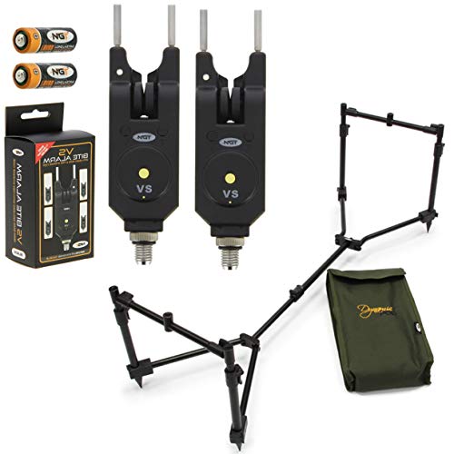Ngt Dynamic Pod Adjustable 3 Rod Pod Compact + 2 X Vs Bite Alarms Carp Fishing