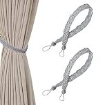 1Pair Hand Knitting Curtains Tied Rope,Woven Curtain Tiebacks,Braided Curtain Tiebacks,Simple Type Curtain Tie Backs and Accessories for Home curtains and curtain decoration (Grey)
