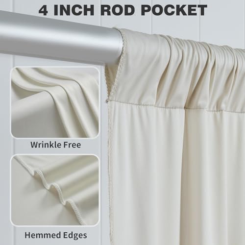 Image of 40ftx12ft Beige Backdrop Curtains for Parties, Wrinkle Free Polyester Beige Photo Backdrop Drapes 8 Panels 12 ft Long Back Drop Cloth for Wedding Birthday Photography Background